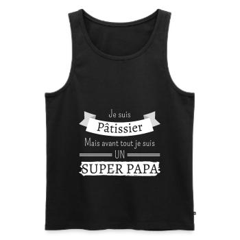 Je suis Pâtissier et je suis un super papa cadeau - Débardeur bio Premium Homme - noir - Devant - AI Model Male 178 light (178cm)