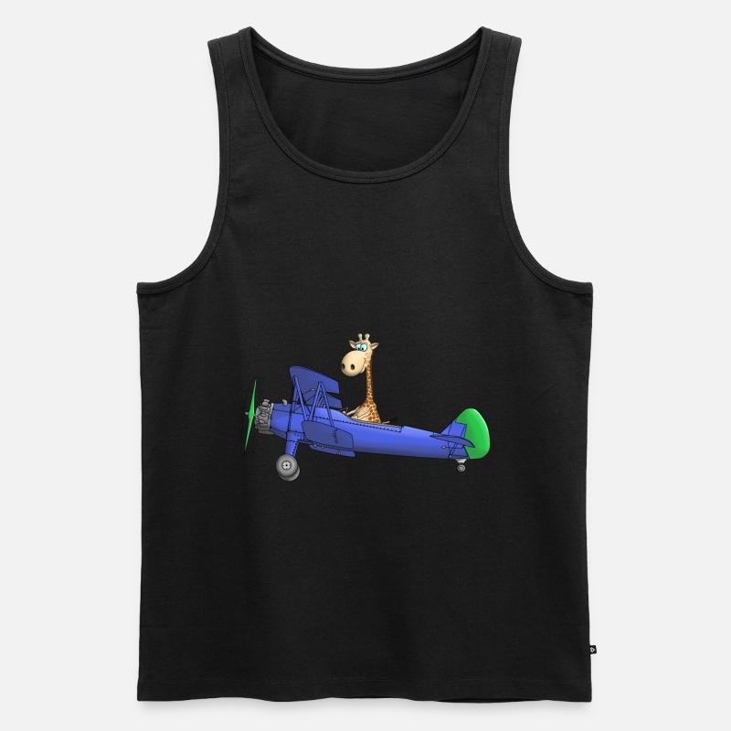 Flugzeug Comic Giraffe Kinder - Männer Premium Bio Tank Top - Schwarz