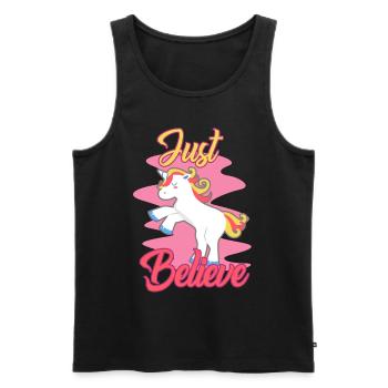 Unicorn pink horse stuffed animal pet joke gag - Men's Premium Organic Tank Top - black - Front - Michal (187cm)