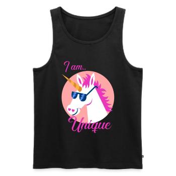 Unicorn horse doudou Unique cool heart - Débardeur bio Premium Homme - noir - Devant - Michal (187cm)