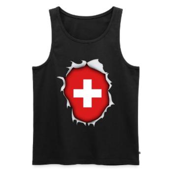 Switzerland country mountains flag cross torn vacation - Men's Premium Organic Tank Top - black - Front - Michal (187cm)