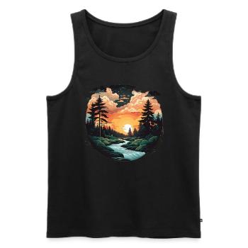 Immergez-vous dans une nature sauvage sereine : forêt boisée - Débardeur bio Premium Homme - noir - Devant - AI Model Male 178 light (178cm)