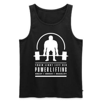 Powerlifting Deadlift | Train Light Lift Big | Gym - Men's Premium Organic Tank Top - black - Front - Michal (187cm)