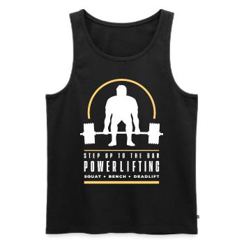 Powerlifting Deadlift | Step Up To The Bar | Gym - Men's Premium Organic Tank Top - black - Front - AI Model Male 178 light (178cm)