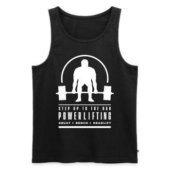 Powerlifting Deadlift | Step Up To The Bar | Gym - Men's Premium Organic Tank Top - black - Front - AI Model Male 178 light (178cm)