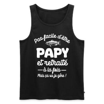 papy pêcheur et retraité cadeau fête - Débardeur bio Premium Homme - noir - Devant - Michal (187cm)