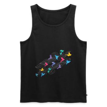 Plis en papier grue cadeau japon origami - Débardeur bio Premium Homme - noir - Devant - Michal (187cm)