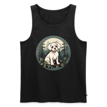 Chien maltais dans la forêt - Débardeur bio Premium Homme - noir - Devant - Michal (187cm)