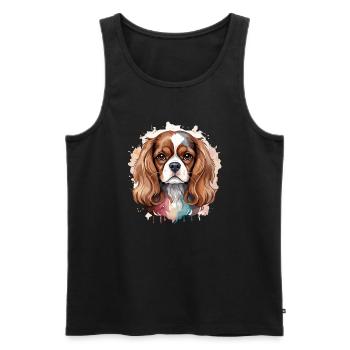 Cavalier King Charles Spaniel, Chien, Canine, Mignon - Débardeur bio Premium Homme - noir - Devant - Michal (187cm)
