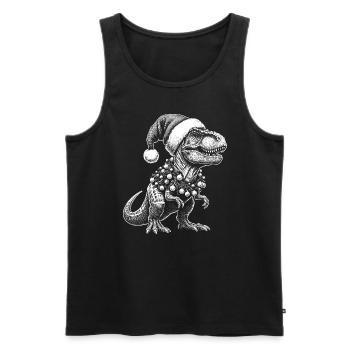 Dinosaure T-Rex avec chapeau de Noël - Débardeur bio Premium Homme - noir - Devant - Michal (187cm)