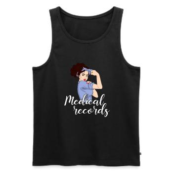 Medical Records girl, Appreciation Medical Records - Männer Premium Bio Tank Top - Schwarz - Vorne - AI Model Male 178 light (178cm)