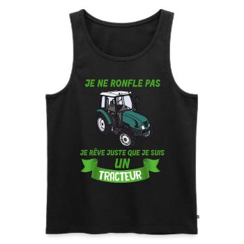 Je Suis un tracteur Et Je Ronfle Cadeau Homme - Débardeur bio Premium Homme - noir - Devant - AI Model Male 178 light (178cm)