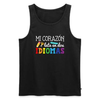 Mi corazon late en dos idiomas, bilingual Spanish - Männer Premium Bio Tank Top - Schwarz - Vorne - AI Model Male 178 light (178cm)