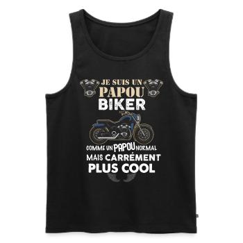 Papou Biker Idée Cadeau Homme Moto - Débardeur bio Premium Homme - noir - Devant - Michal (187cm)