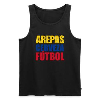 arepas cerveza futbol, venezuela, colombia arepas - Männer Premium Bio Tank Top - Schwarz - Vorne - Michal (187cm)