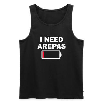 J’ai besoin d’arepas - Débardeur bio Premium Homme - noir - Devant - Michal (187cm)