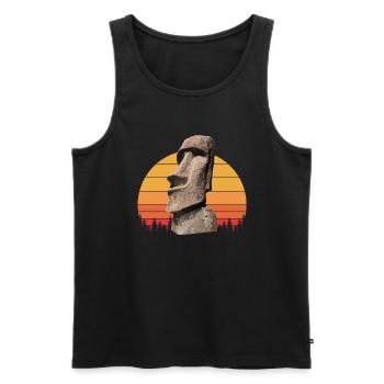 easter island moai, Isla de Pascua easter island - Men's Premium Organic Tank Top - black - Front - AI Model Male 178 light (178cm)