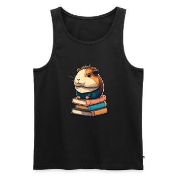 Guinea pig siting in stack of books guinea pig - Männer Premium Bio Tank Top - Schwarz - Vorne - Michal (187cm)