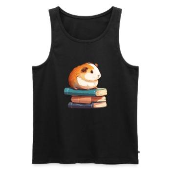 Guinea pig siting in stack of books guinea pig - Männer Premium Bio Tank Top - Schwarz - Vorne - Michal (187cm)
