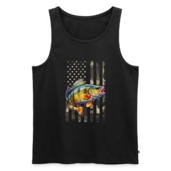 Yellow Perch american flag, Yellow Perch - Men's Premium Organic Tank Top - black - Front - AI Model Male 178 light (178cm)