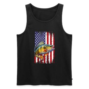 Yellow Perch american flag, Yellow Perch - Men's Premium Organic Tank Top - black - Front - AI Model Male 178 light (178cm)