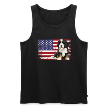 bernedoodle American flag - Men's Premium Organic Tank Top - black - Front - AI Model Male 178 light (178cm)
