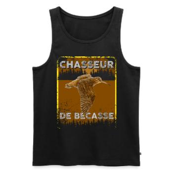 Bécasse Chasse Cadeau Homme Chasseur - Débardeur bio Premium Homme - noir - Devant - AI Model Male 178 light (178cm)
