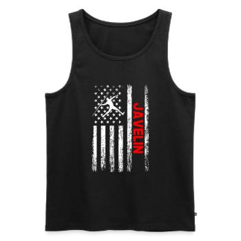 Lancer du javelot au drapeau américain - Débardeur bio Premium Homme - noir - Devant - AI Model Male 178 light (178cm)