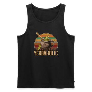 Yerba Mate argentina - Men's Premium Organic Tank Top - black - Front - AI Model Male 178 light (178cm)