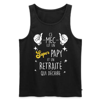 Ce Mec Est Super Papy et Retraite Cadeau Homme - Débardeur bio Premium Homme - noir - Devant - Michal (187cm)