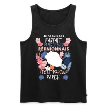Le Reunionnais Est L'Homme Parfait - Débardeur bio Premium Homme - noir - Devant - AI Model Male 178 light (178cm)