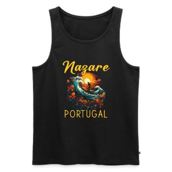 Nazare, Portugal - Men's Premium Organic Tank Top - black - Front - AI Model Male 178 light (178cm)