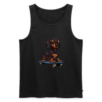 Dachshund skateboard dog, Weenie Dog - Männer Premium Bio Tank Top - Schwarz - Vorne - AI Model Male 178 light (178cm)