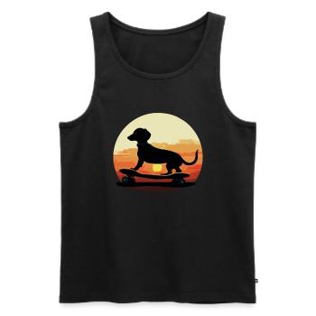 Dachshund skateboard dog, Weenie Dog - Männer Premium Bio Tank Top - Schwarz - Vorne - AI Model Male 178 light (178cm)