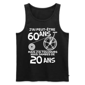 Anniversaire Humour jJ'ai Peut-Etre 60 Ans Velo - Débardeur bio Premium Homme - noir - Devant - Michal (187cm)