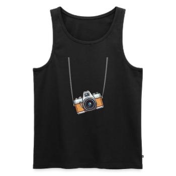 Vintage Camera Photography - Männer Premium Bio Tank Top - Schwarz - Vorne - AI Model Male 178 light (178cm)