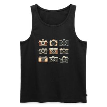 Vintage Camera Photography - Männer Premium Bio Tank Top - Schwarz - Vorne - AI Model Male 178 light (178cm)