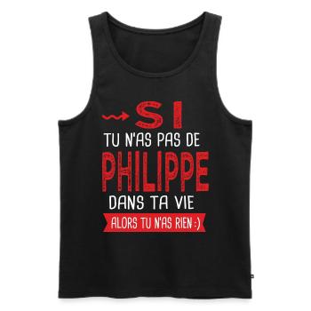 Philippe Si tu n as pas un bruno Cadeau Philippe - Débardeur bio Premium Homme - noir - Devant - AI Model Male 178 light (178cm)