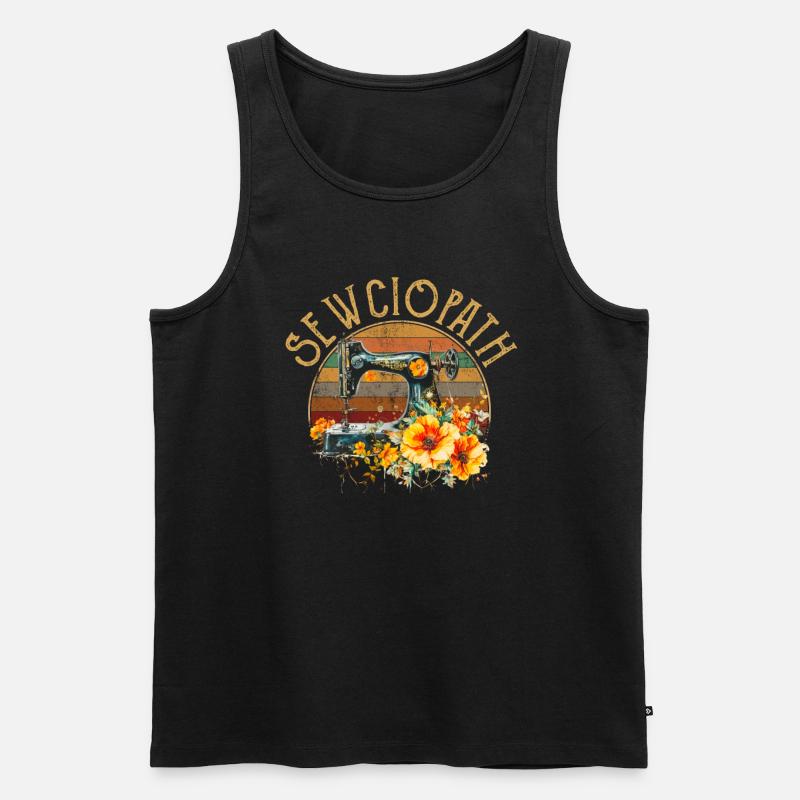 Sewciopath, Quilting sewing - Männer Premium Bio Tank Top - Schwarz