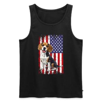 beagle drapeau américain, beagle - Débardeur bio Premium Homme - noir - Devant - Michal (187cm)