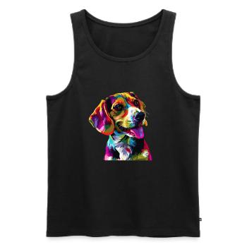 beagle Beagle coloré - Débardeur bio Premium Homme - noir - Devant - Michal (187cm)