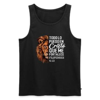 Todo Lo Puedo En Cristo bible verse Filipenses 4:1 - Männer Premium Bio Tank Top - Schwarz - Vorne - Michal (187cm)