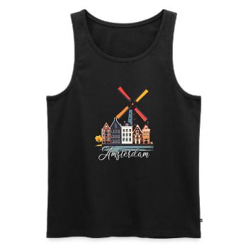 Amsterdam Netherlands Dutch - Männer Premium Bio Tank Top - Schwarz - Vorne - AI Model Male 178 light (178cm)