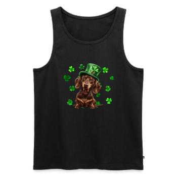Teckel St Patrick’s Day Shamrock - Débardeur bio Premium Homme - noir - Devant - Michal (187cm)