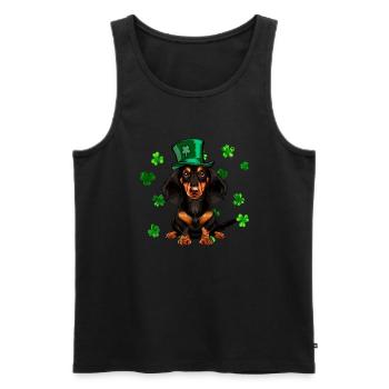 Teckel St Patrick’s Day Shamrock - Débardeur bio Premium Homme - noir - Devant - Michal (187cm)