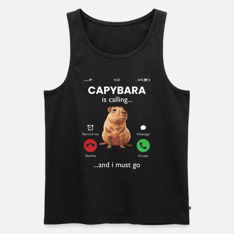 Capybara is calling - Männer Premium Bio Tank Top - Schwarz