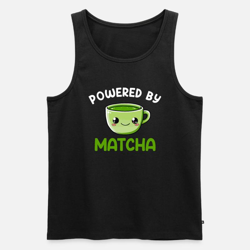 powered by matcha, matcha - Männer Premium Bio Tank Top - Schwarz