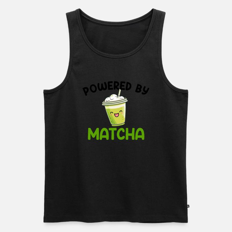 powered by matcha, matcha - Männer Premium Bio Tank Top - Schwarz