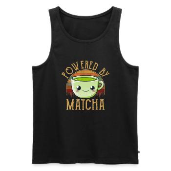 powered by matcha, matcha - Men's Premium Organic Tank Top - black - Front - AI Model Male 178 light (178cm)