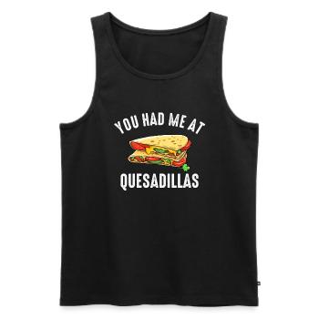 You had me at Quesadillas - Men's Premium Organic Tank Top - black - Front - AI Model Male 178 light (178cm)